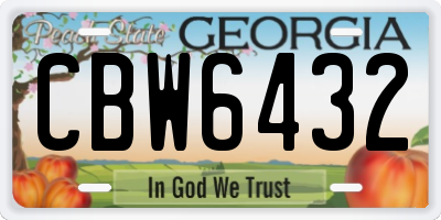 GA license plate CBW6432