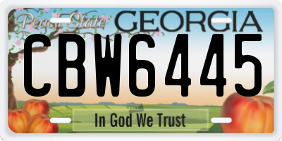 GA license plate CBW6445
