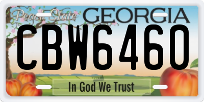 GA license plate CBW6460