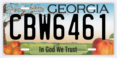 GA license plate CBW6461