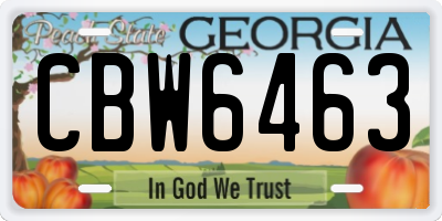 GA license plate CBW6463