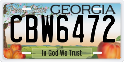 GA license plate CBW6472