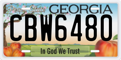 GA license plate CBW6480