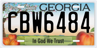 GA license plate CBW6484