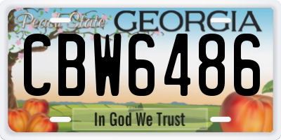 GA license plate CBW6486