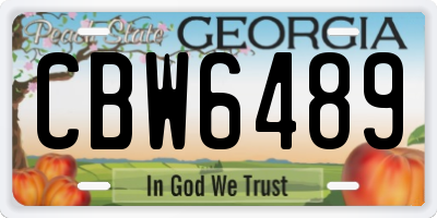GA license plate CBW6489