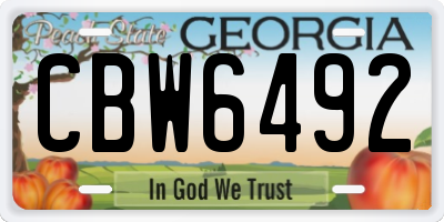 GA license plate CBW6492