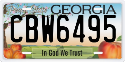 GA license plate CBW6495