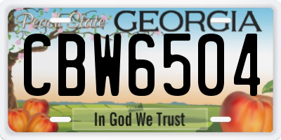 GA license plate CBW6504