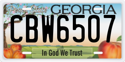 GA license plate CBW6507