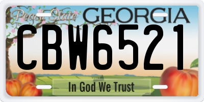 GA license plate CBW6521