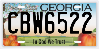 GA license plate CBW6522