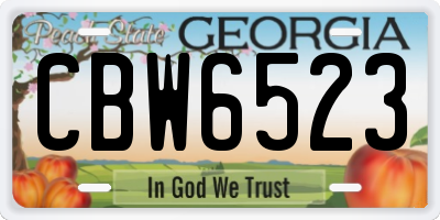 GA license plate CBW6523