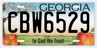 GA license plate CBW6529
