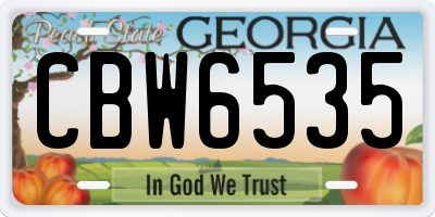 GA license plate CBW6535