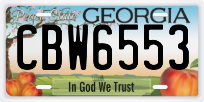 GA license plate CBW6553