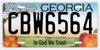 GA license plate CBW6564