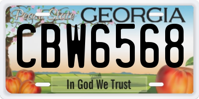 GA license plate CBW6568