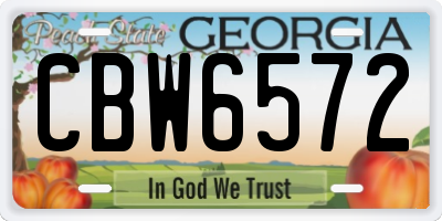GA license plate CBW6572