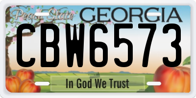 GA license plate CBW6573