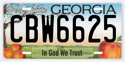 GA license plate CBW6625
