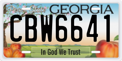 GA license plate CBW6641