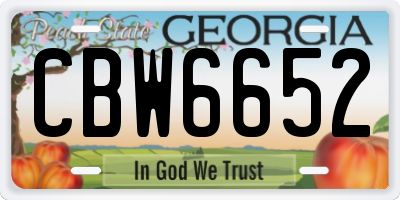 GA license plate CBW6652