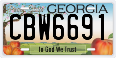 GA license plate CBW6691