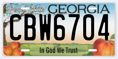 GA license plate CBW6704