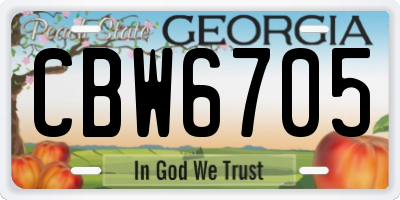 GA license plate CBW6705