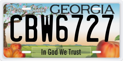 GA license plate CBW6727