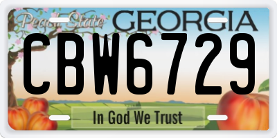 GA license plate CBW6729
