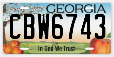 GA license plate CBW6743