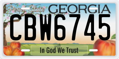 GA license plate CBW6745