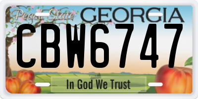 GA license plate CBW6747
