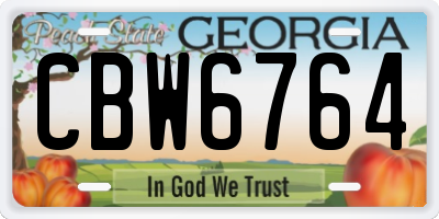 GA license plate CBW6764