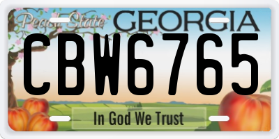 GA license plate CBW6765