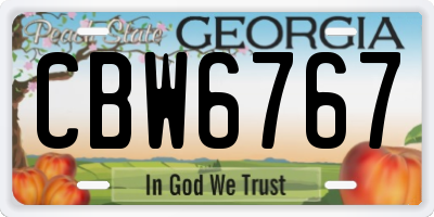GA license plate CBW6767