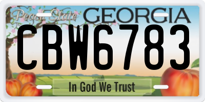GA license plate CBW6783
