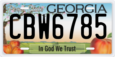 GA license plate CBW6785