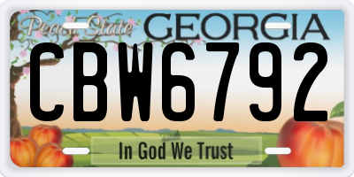 GA license plate CBW6792