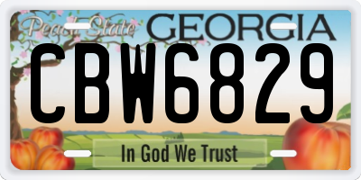 GA license plate CBW6829