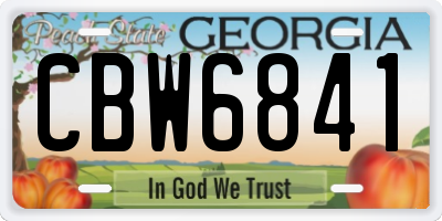 GA license plate CBW6841