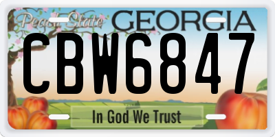GA license plate CBW6847
