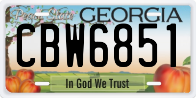GA license plate CBW6851
