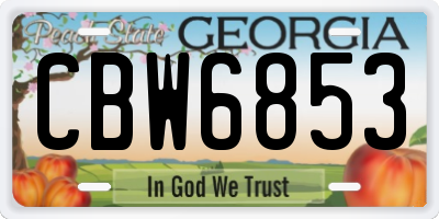 GA license plate CBW6853