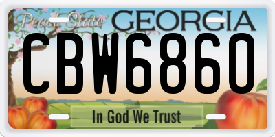 GA license plate CBW6860