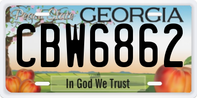 GA license plate CBW6862