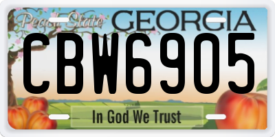 GA license plate CBW6905