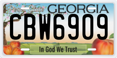 GA license plate CBW6909